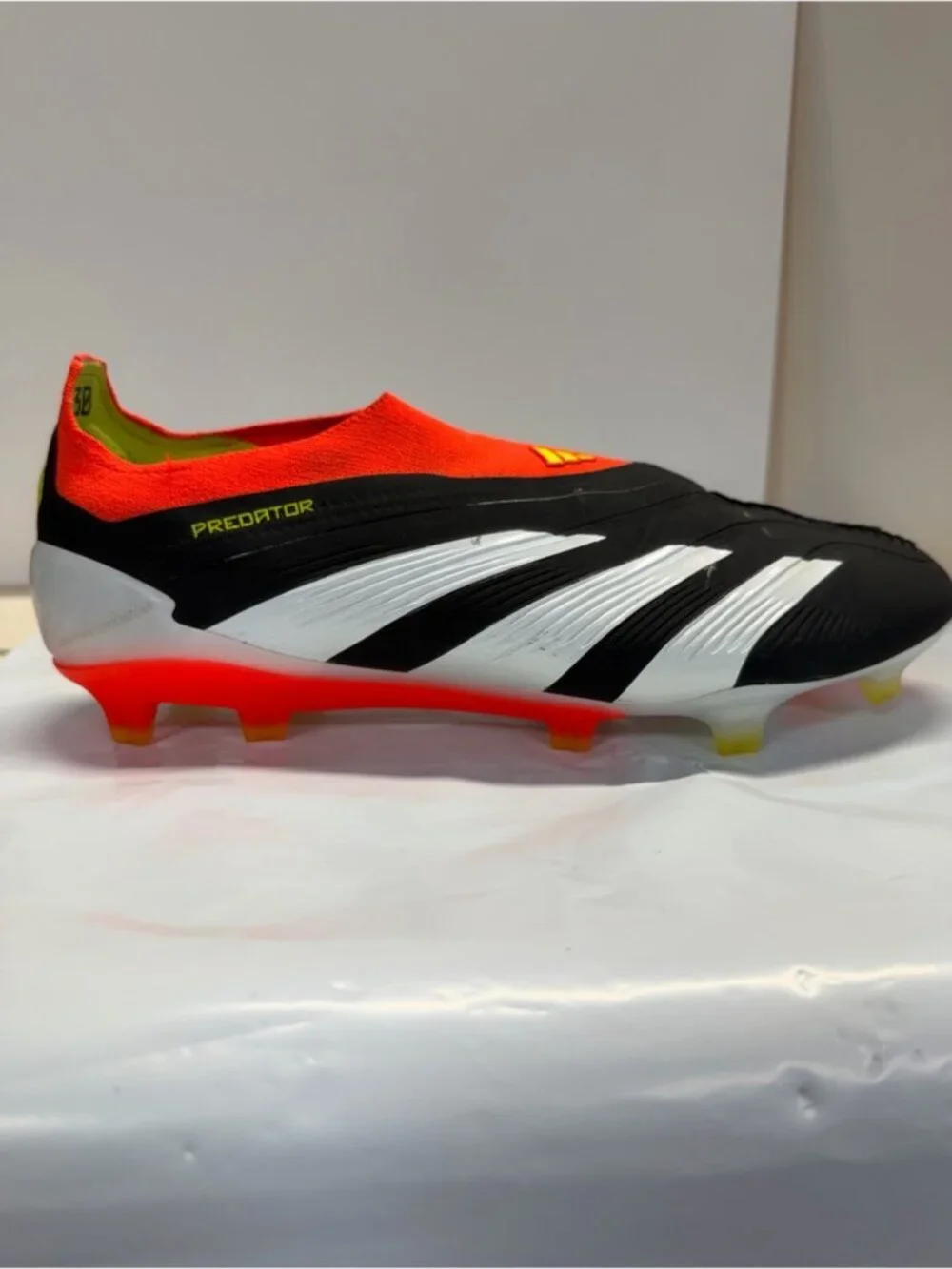 adidas Men’s Predator Laceless Soccer Shoes - Black, Red & Yellow size 9